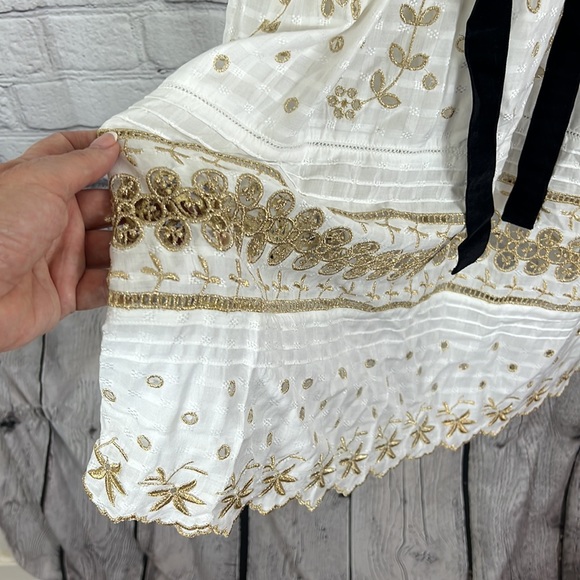 NEW LoveShackFancy Augusta midi dress white gold velvet belt size 4 - Picture 3 of 14